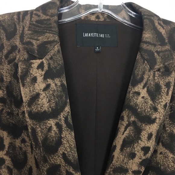 Lafayette 148 New York Leopard Wool Blazer Jacket - Picture 3 of 8